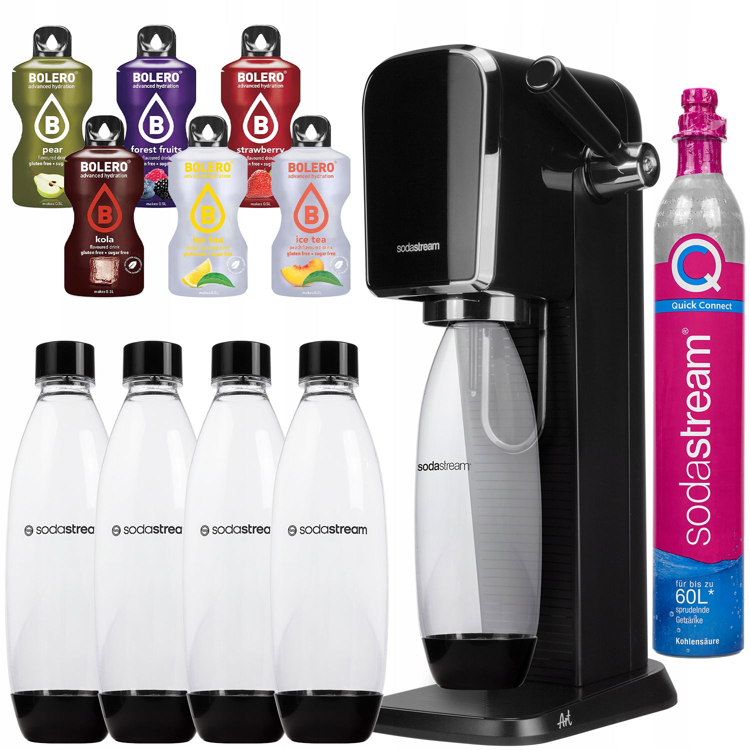 Saturátor Na Vodu Sodastream Art Čierny 4 Fľaše Vrecúška Sada