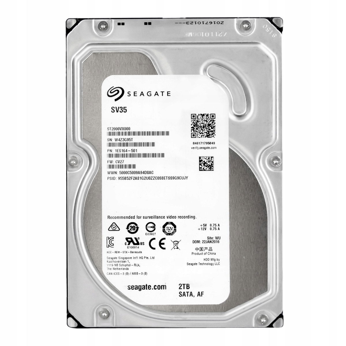 Seagate SV35 2TB 7.2K 64MB Sata III 3.5'' ST2000VX000