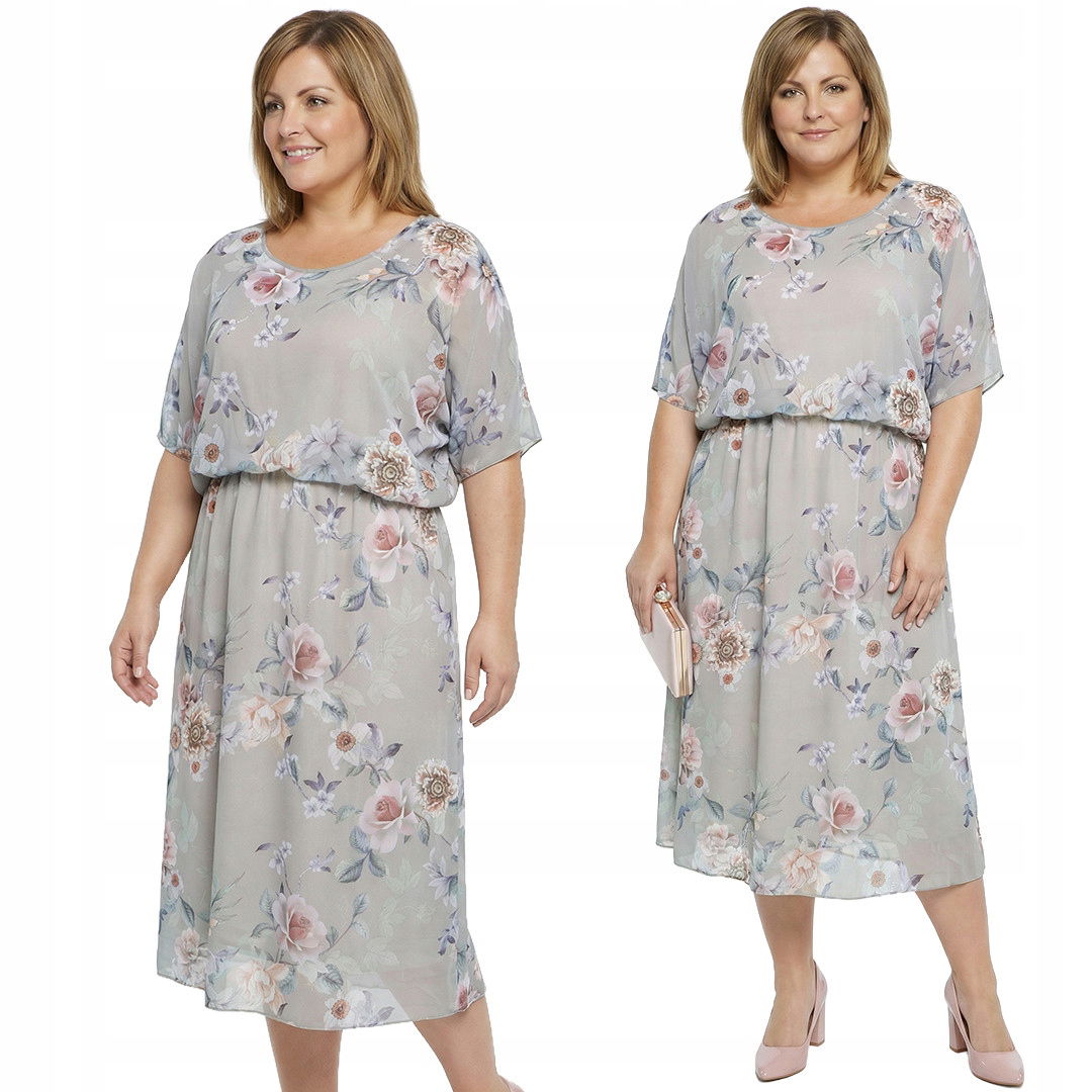 Šedá sukňa s kvetmi plus size veľkosť 58