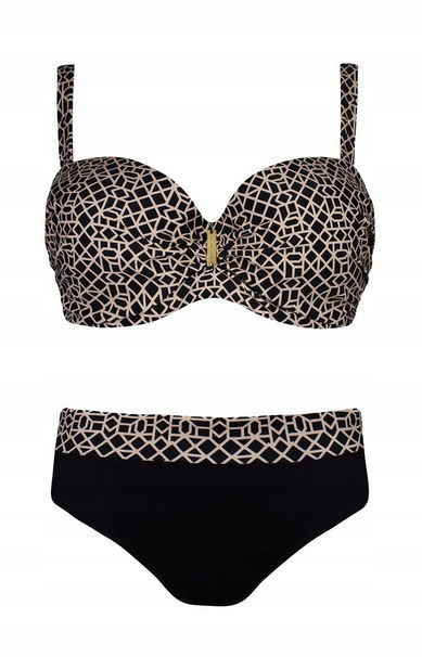 Self Plavky Komplet Bardotka S780 Luxe 18 Čierna/béžová 46D/90D 3XL