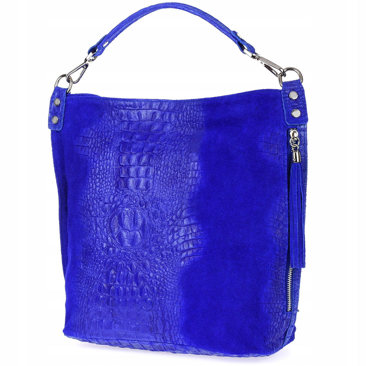 Semišová kožená kabelka Croco shopper veľká
