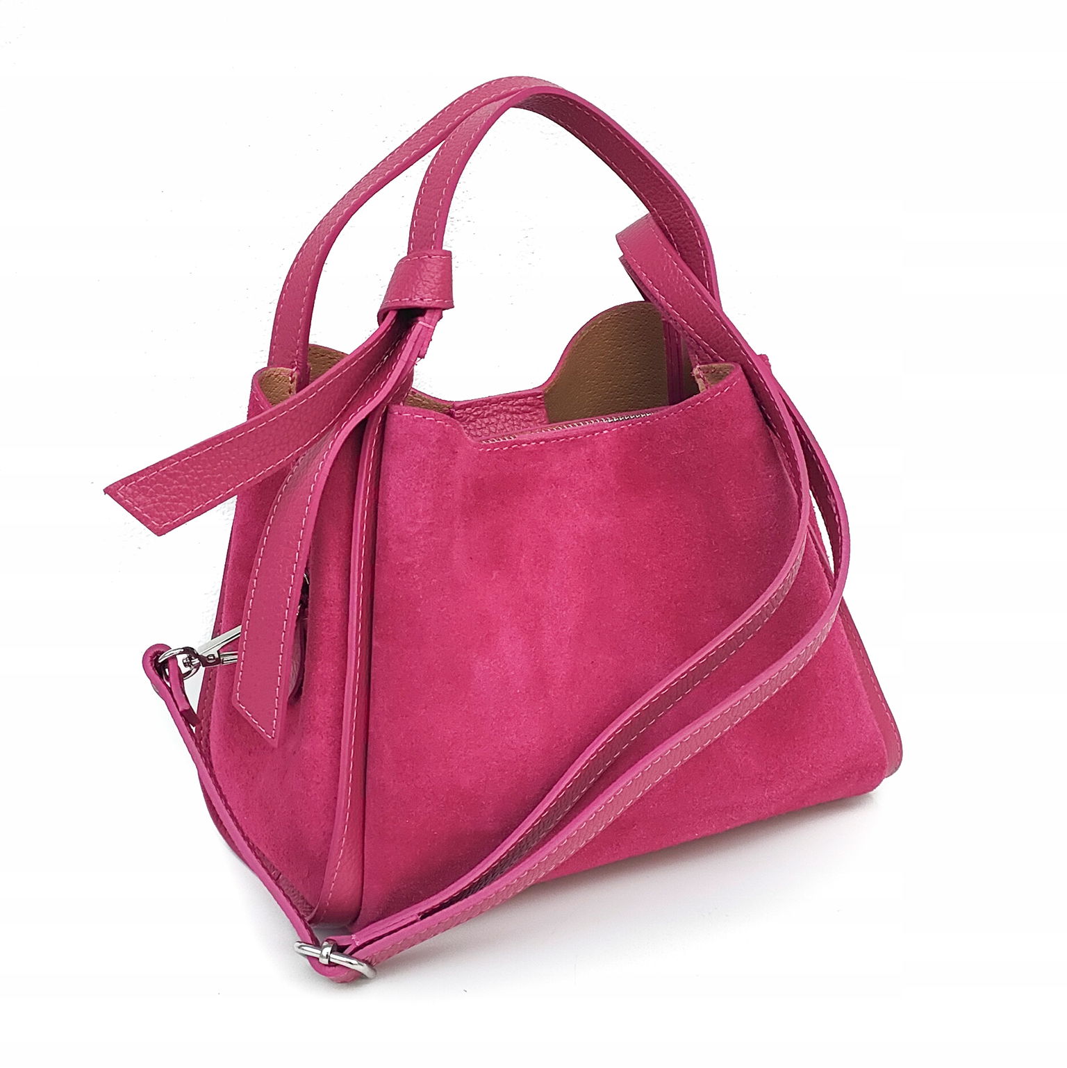 Semišový kufrík vera pelle fuchsia