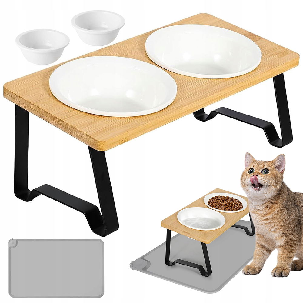 Set Keramická Miska Na Karme Vodu Pre Psa Mačku Stojan 34X16X12.5 cm