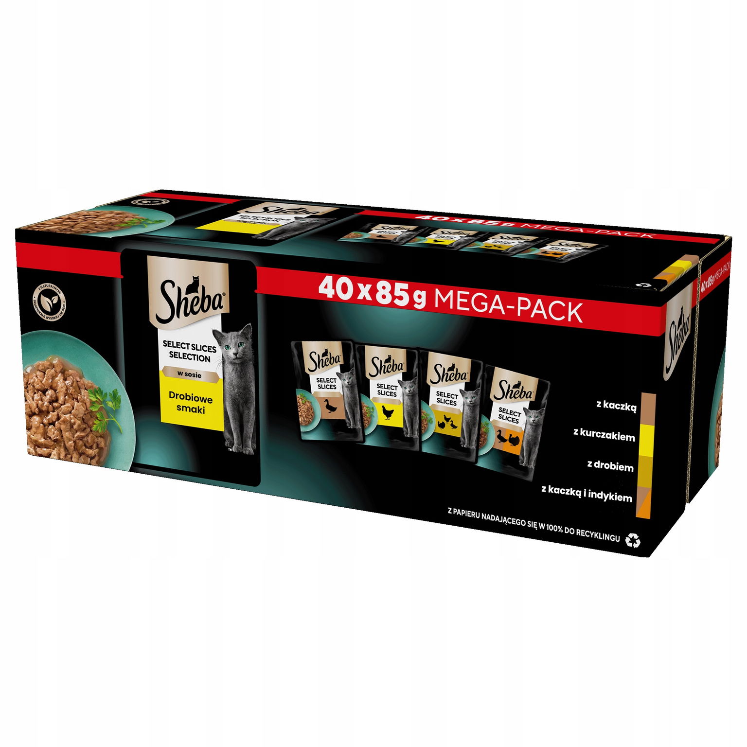 Sheba Delicacy Drobové príchute Vlhké krmivo pre mačky vo vrecúškach 85 g x 40