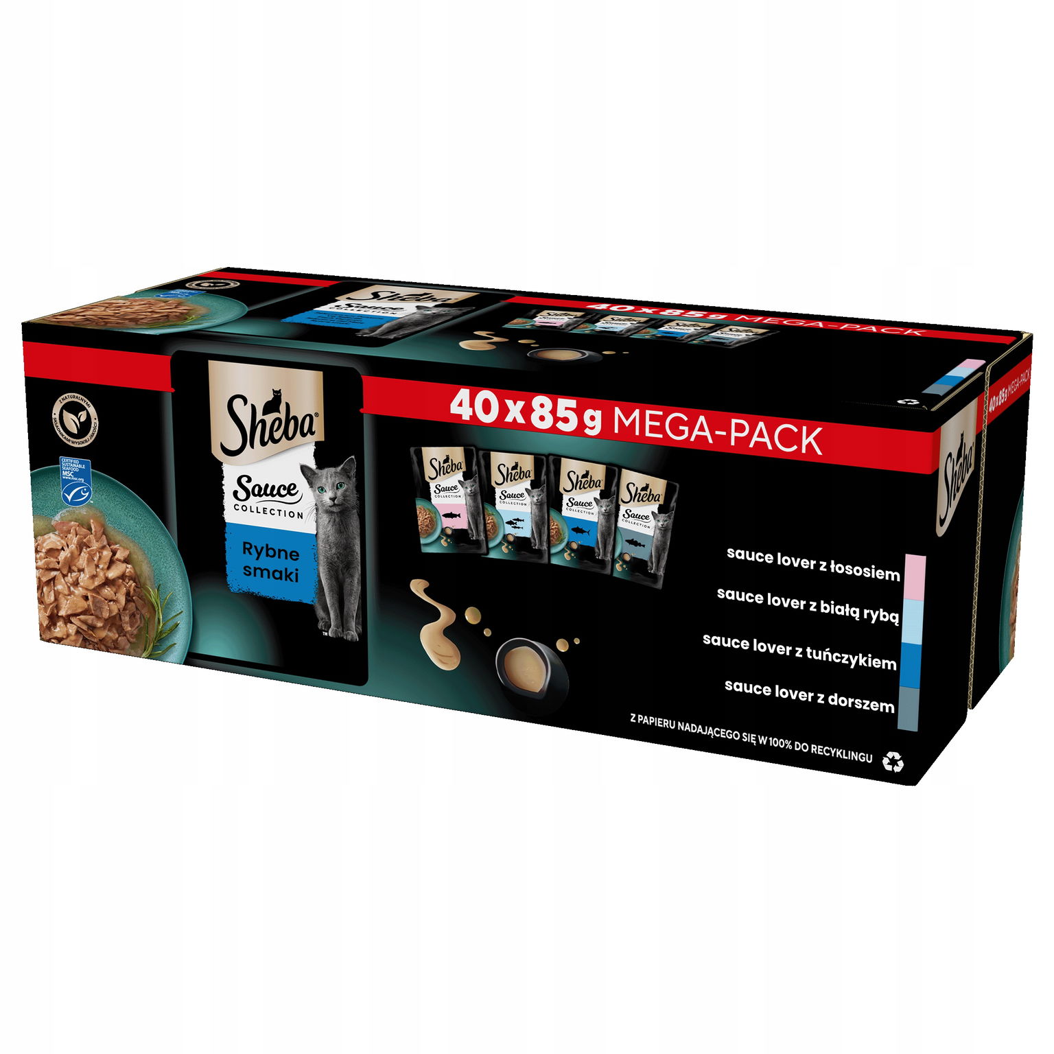 Sheba rybie príchute vlhké krmivo pre mačky vo vrecúškovej omáčke 40x85 g