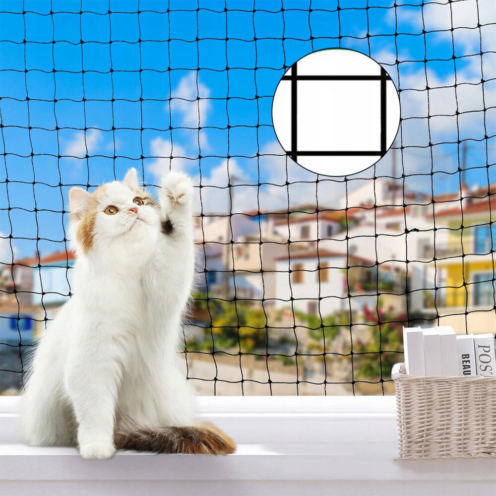 Sieťka Pre Mačku 8 x 3 m Sieťka Na Balkon Ochranné Okno Silná Veľká 2,6 x 2,6 cm