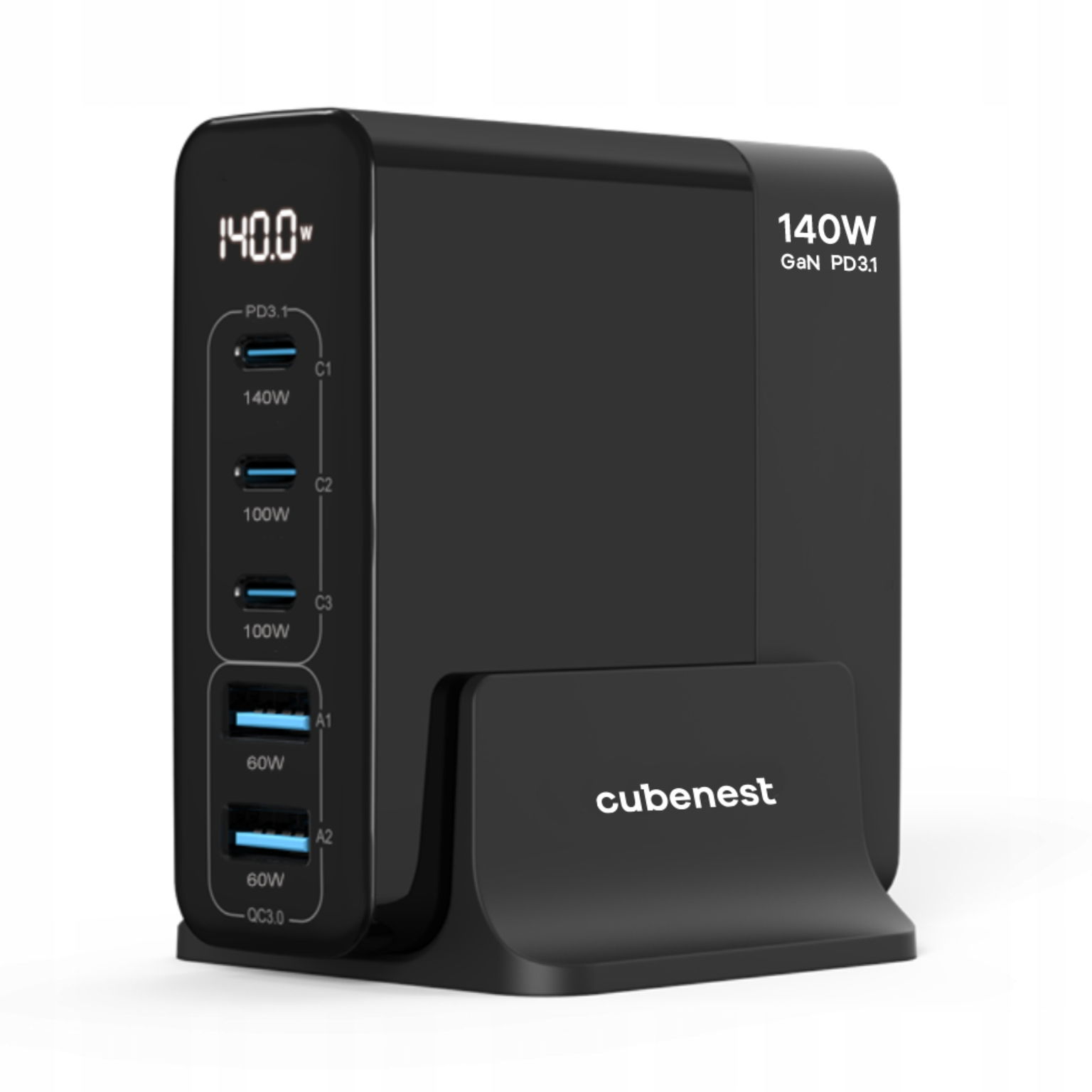 Sieťová nabíjačka GaN Cubenest S5D0 Pd 3.1. 3x Usb-c 2x Usb-a 140W