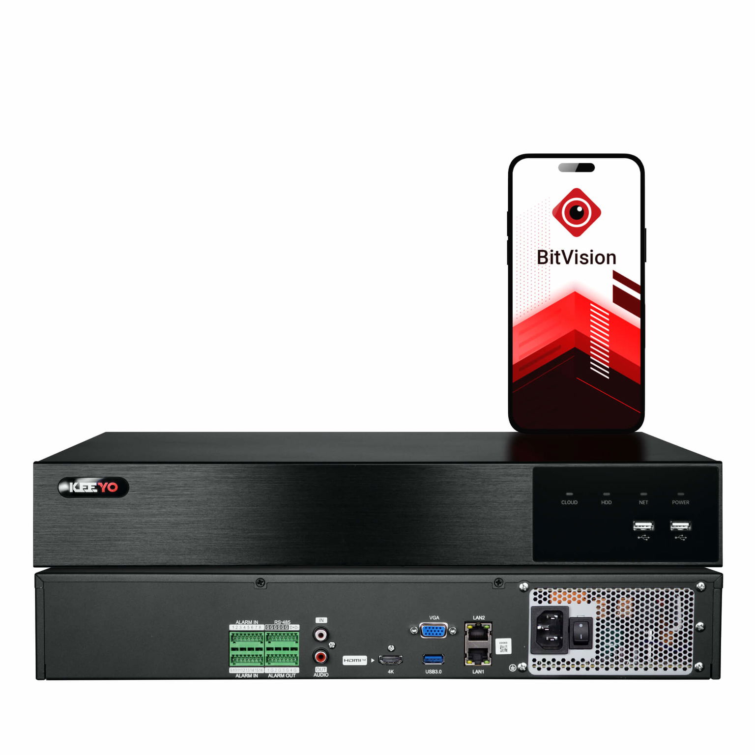 Sieťový Ip rekordér Keeyo LV-V-NVR-32CH-K4 32 kanálový 4x Sata