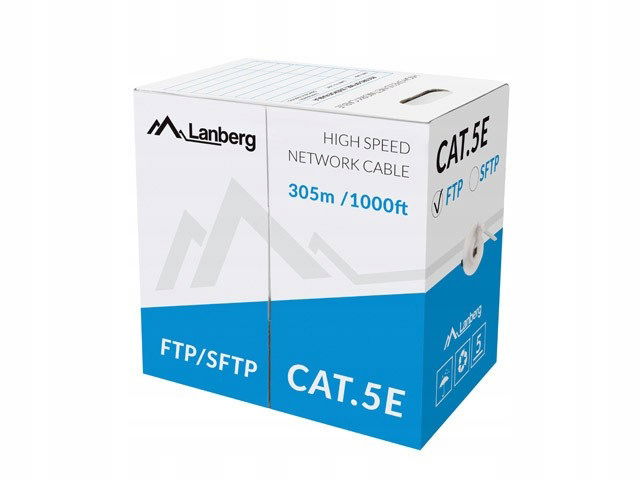 Sieťový kábel Lanberg LCF5-11CU-0305-S (ftp; 305 m; kat. 5e; šedá farba)