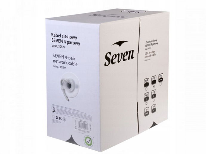 Sieťový kábel Seven Utp cat.5 Solid 4x2 305m