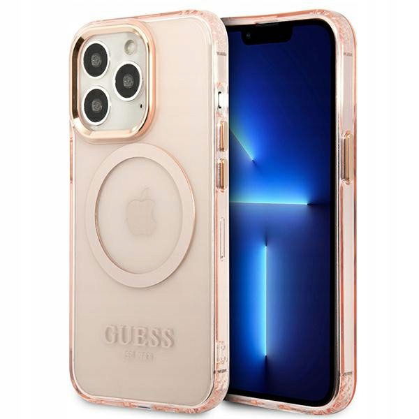 Silikónové Puzdro Guess Gold Outline Translucent Magsafe Pre Iphone 13 Pro Max