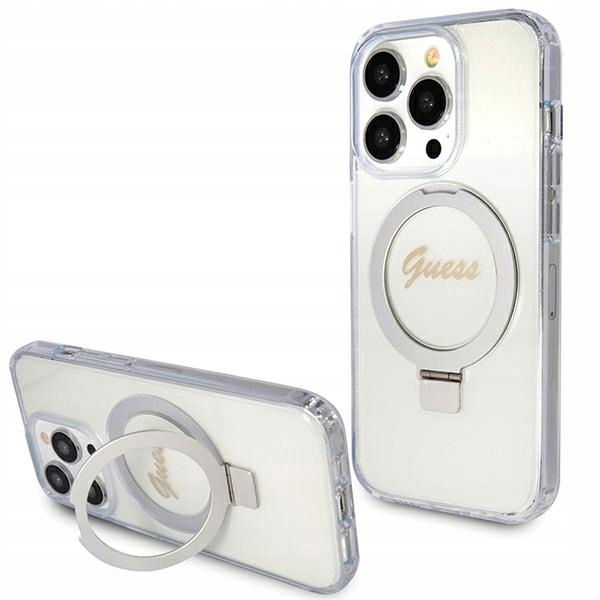 Silikónové Puzdro Guess Ring Stand Script Glitter Magsafe Pre Iphone 15 Pro 6.