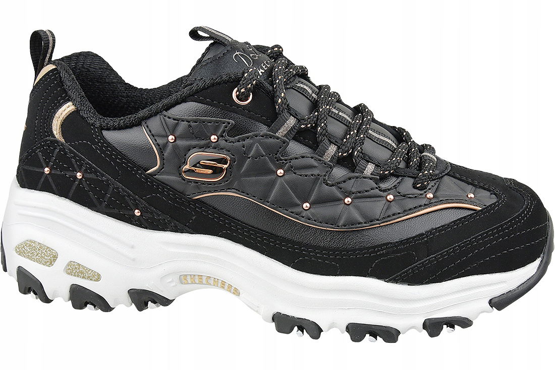 Skechers D'lites [37] Dámske kožené tenisky Čierna