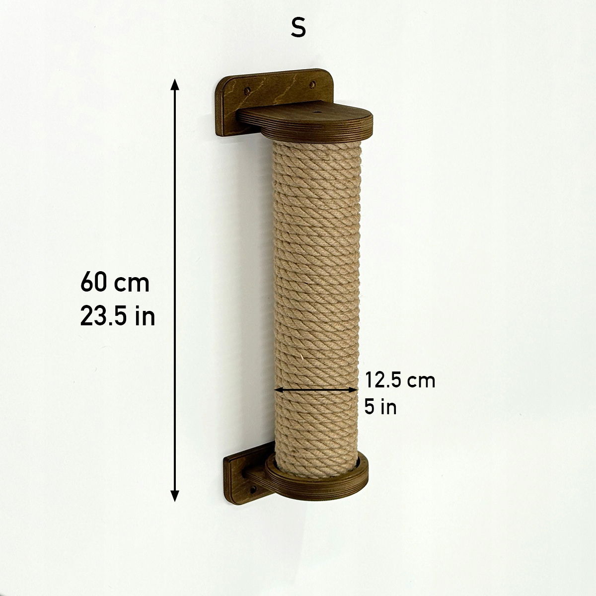 Škrabadlo pre mačky, hrubá juta, veľkosť S 60 cm, škrabadlo na stenu Tmavý dub