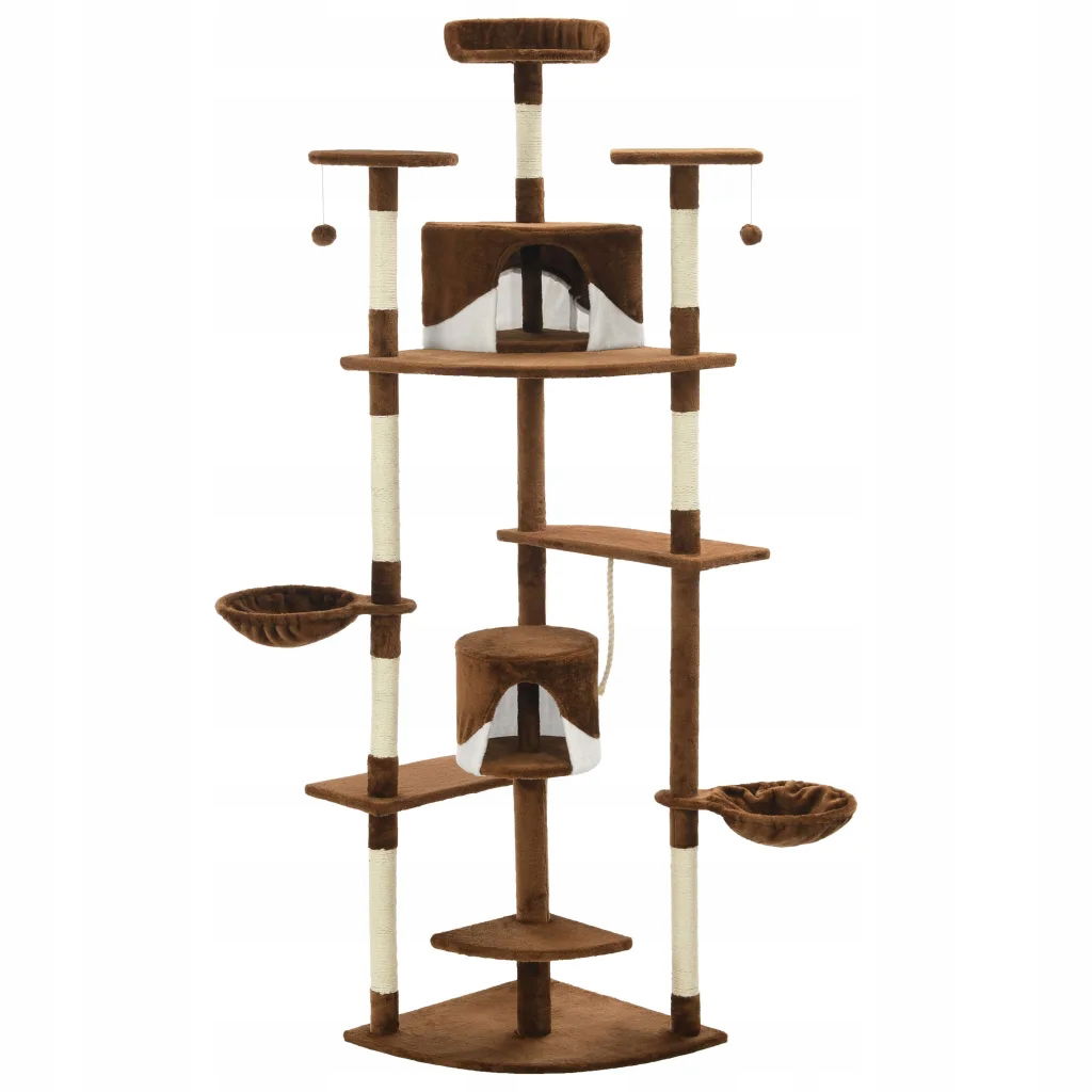 Škrabadlo pre mačky Luxurious Play Center, 103x77x203 cm, hnedé/biele