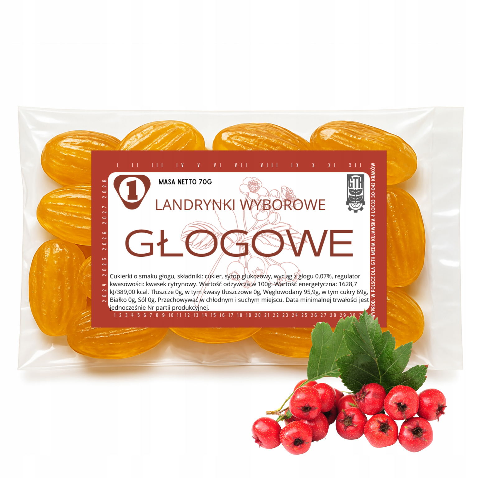 Sladkosti Odpustové cukríky Hlohové Landrynky Ovocné Retro Kraftové 70g