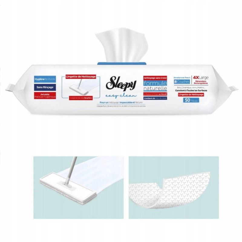 Sleepy mokré vložky do mopu extra silné s bielidlom 50ks v balení.