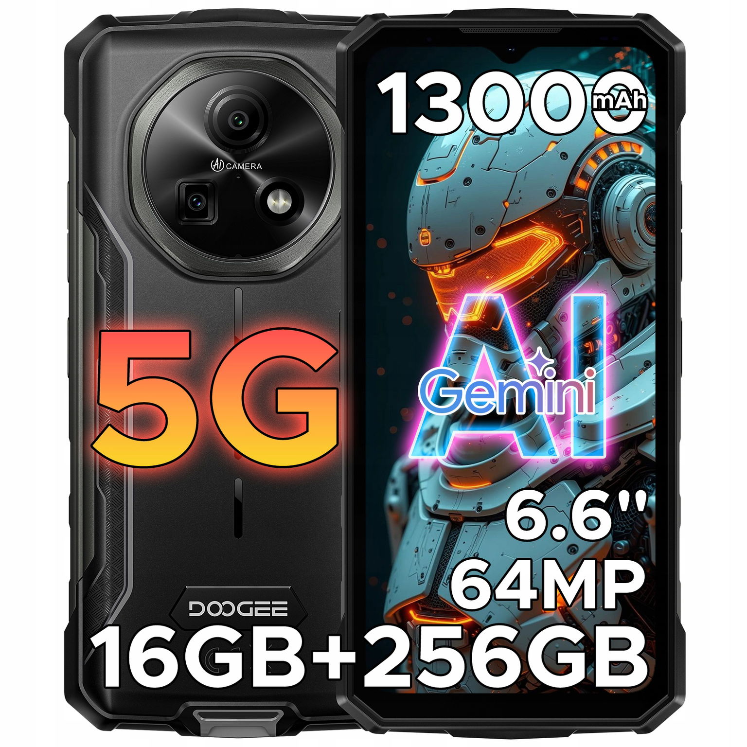 Smartfón Doogee Fire 7 5G 16+256GB Android 15 6,6" 13000mAh 64MP/OTG/NFC