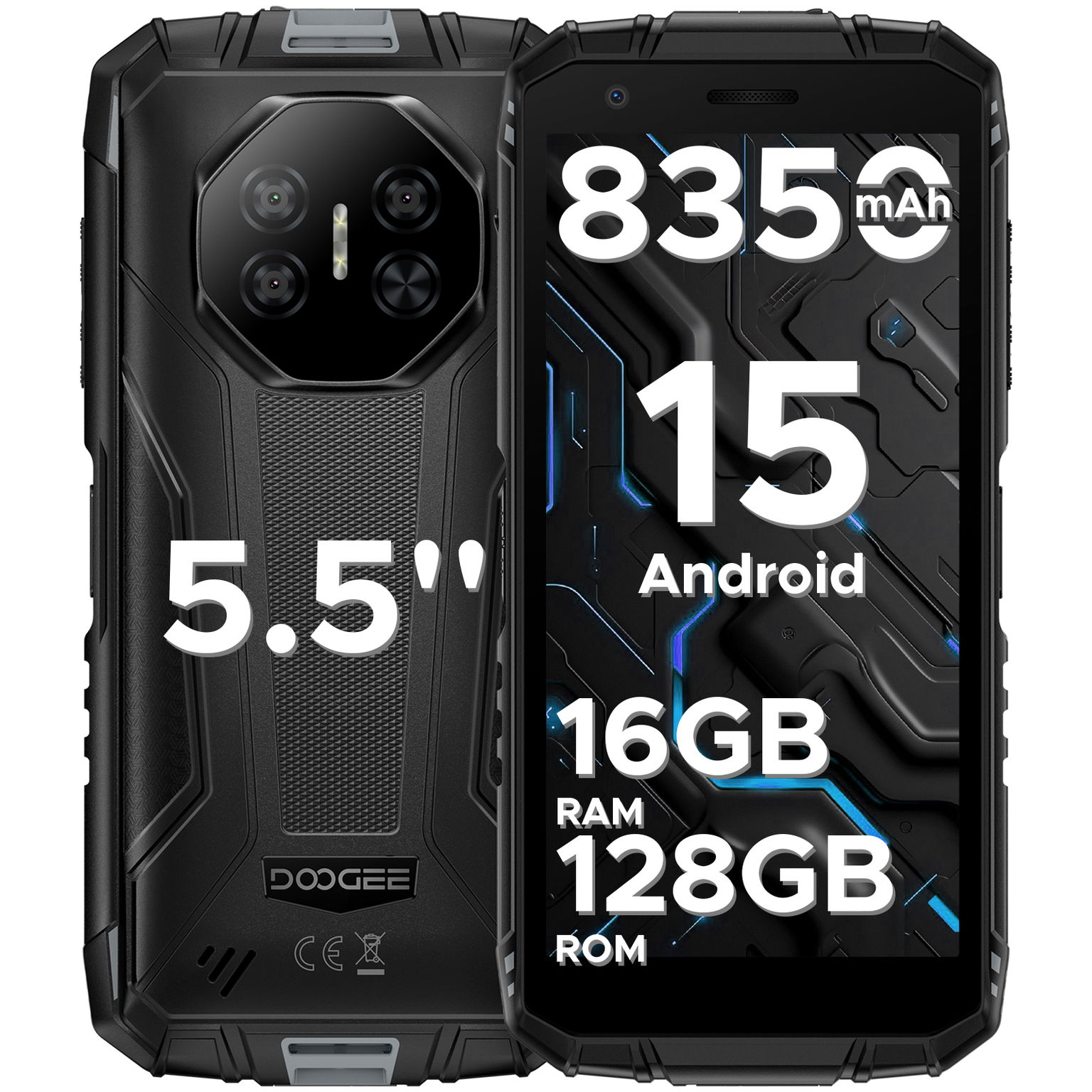 Smartfón Doogee FIRE3 Pro s Androidom 15, 8350 mAh, 16+128 Gb, 5,5“ Ips Hd+, 16 Mp, Nfc