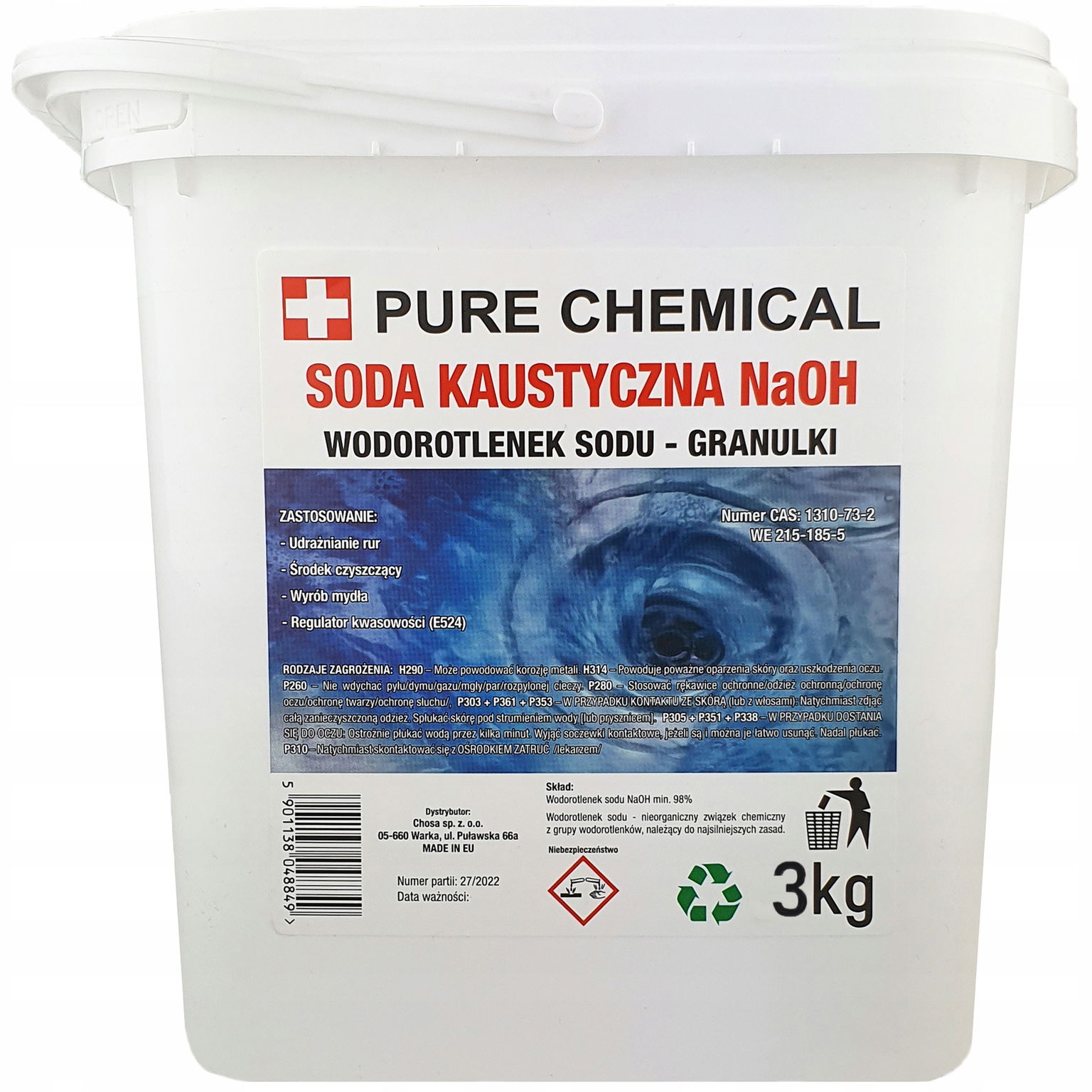 Sóda Bikarbóna Hydroxid Sodný 3 Kg Na Čistenie Potrubí Do Sifónu