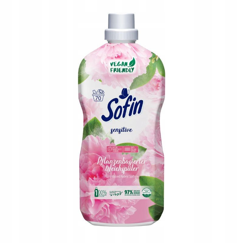 Sofin vegánsky prostriedok na zmäkčovanie tkanín, Sensitive, 70 praní, 1,4 l
