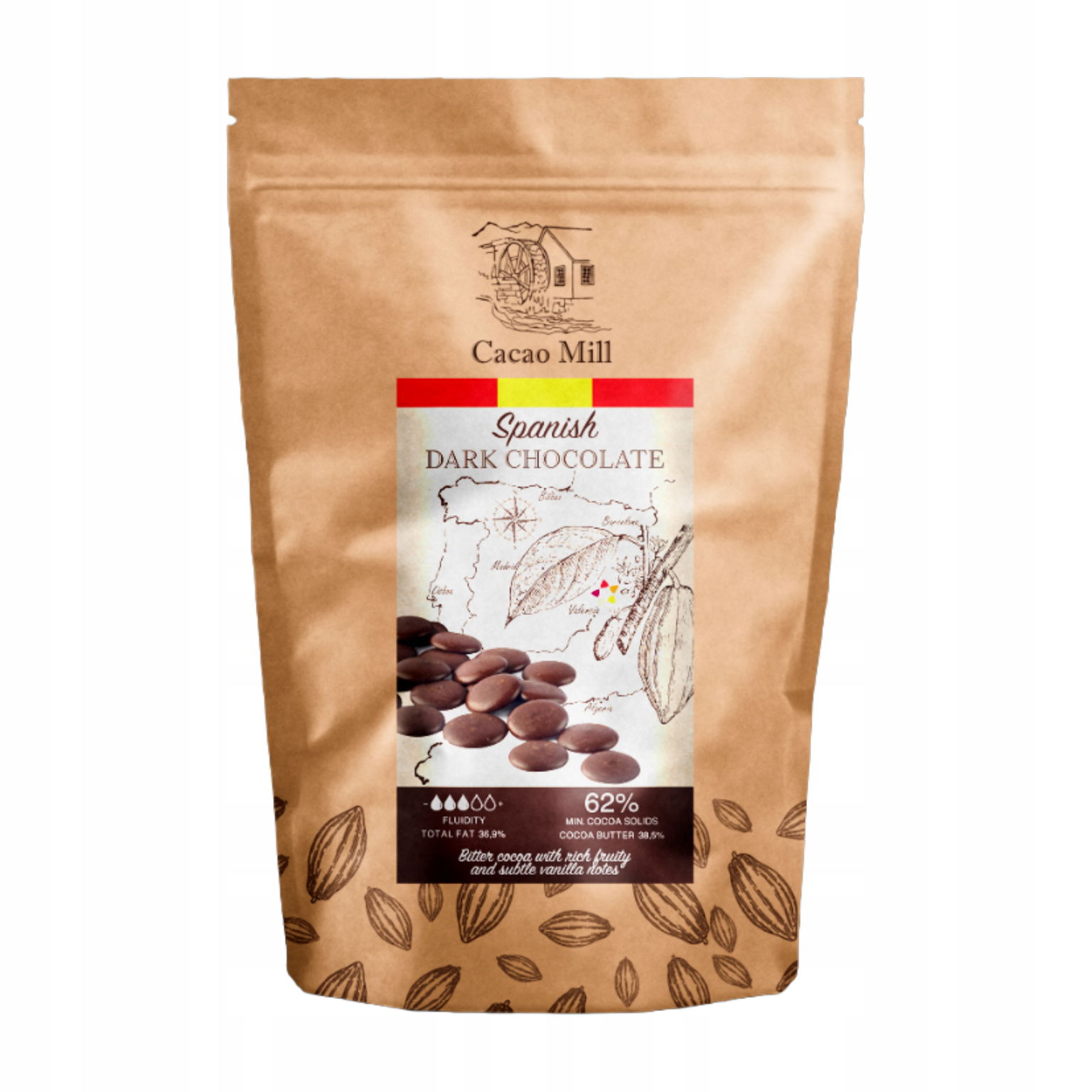 Španielska dezertná čokoláda 62% kakao Cacao Mill 400 g