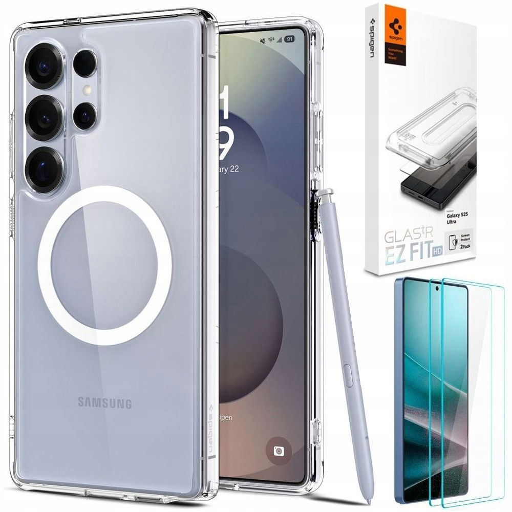 Spigen: Puzdro Ultra Hybrid s MagSafe Qi2 2x Sklo pre Galaxy S25 Ultra