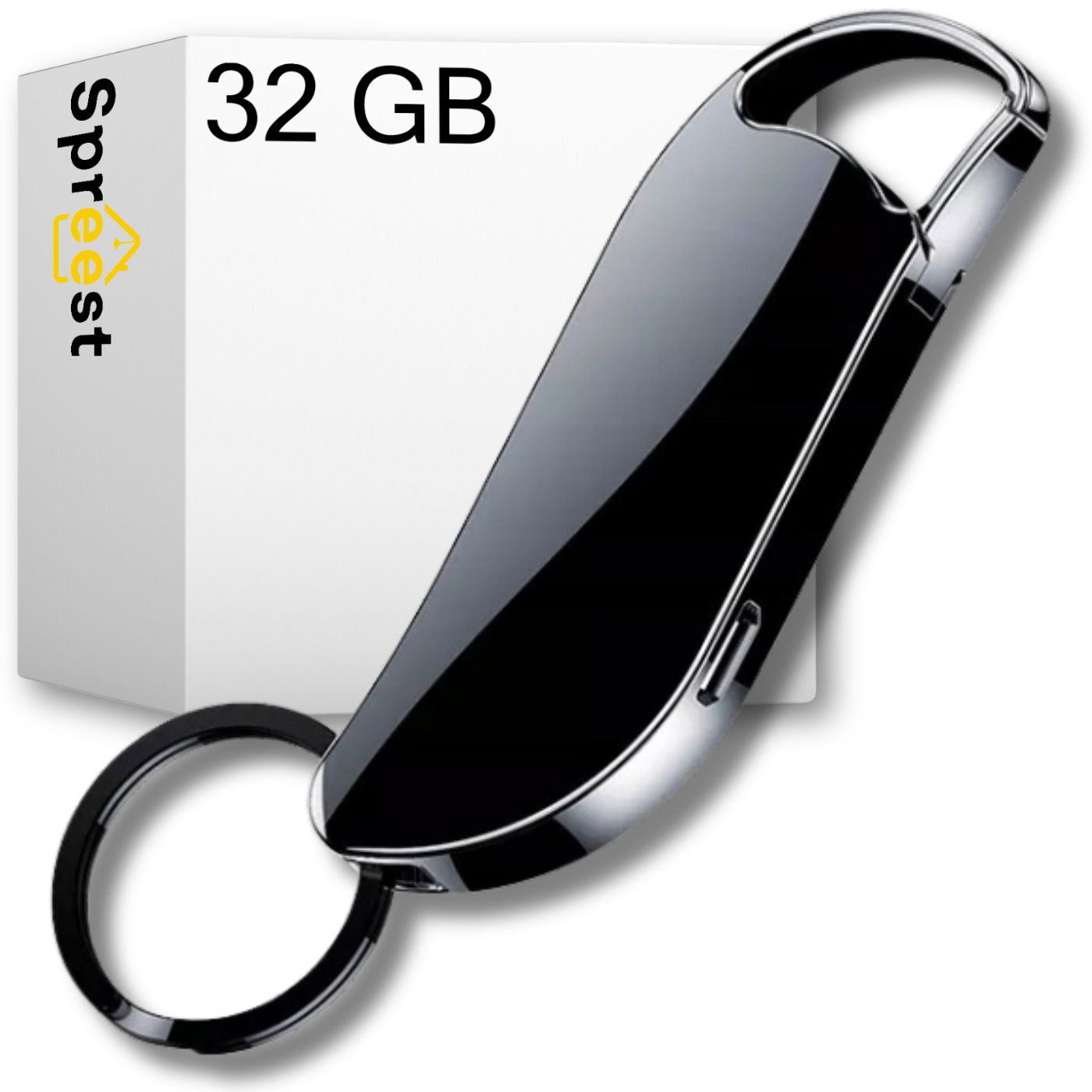Špionážny Diktafón Mini Digitálny Odposluch Malý Flash Disk 32GB Kľúčenka Klip