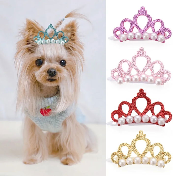 Sponka pre psa yorka shih tzu maltézskeho 5 kusov ozdobná koruna pre psa