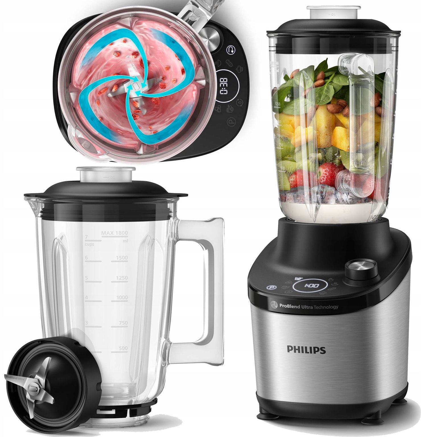 Stolný mixér Philips ProBlend HR3760/00 1500W 1,8L sklenený