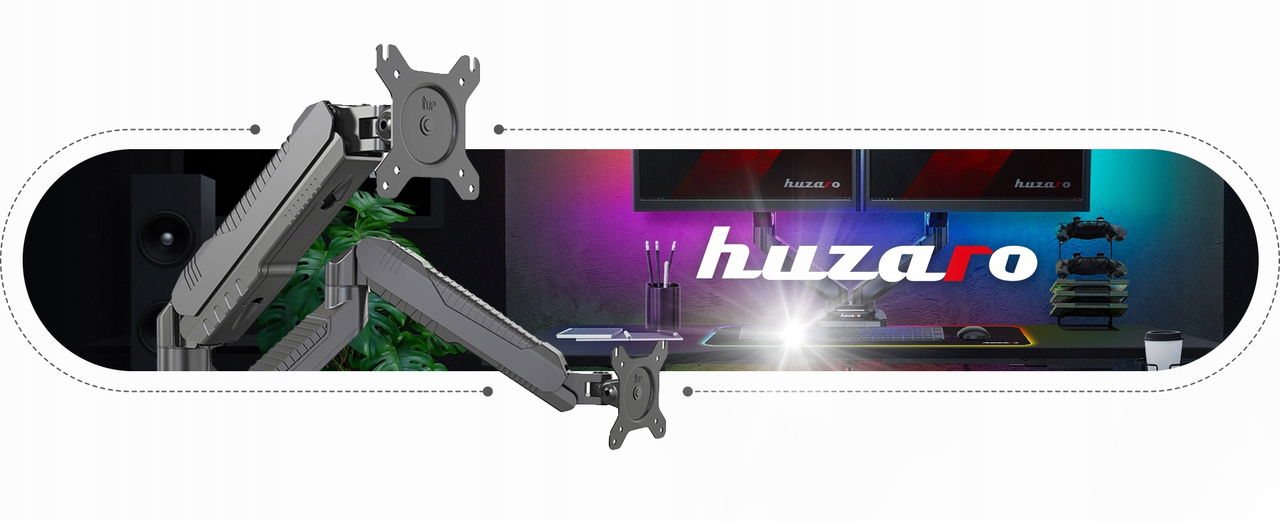Stolný otočný držiak pre dva monitory Huzaro