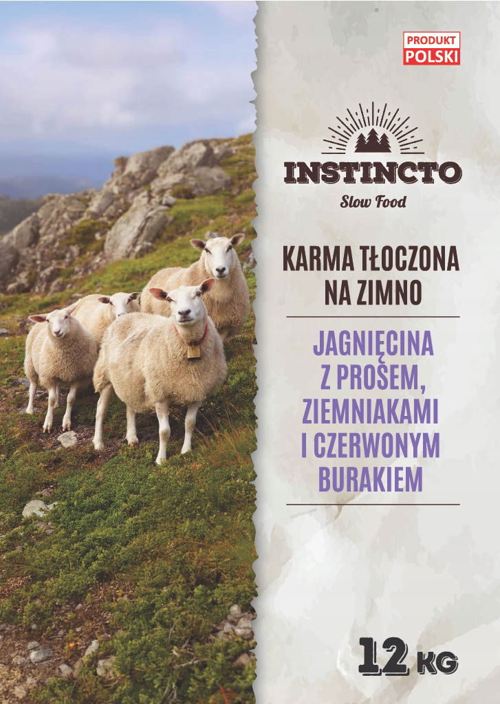Suché krmivo pre psa Instincto Premium Jahňacie mäso lisované za studena 12 kg