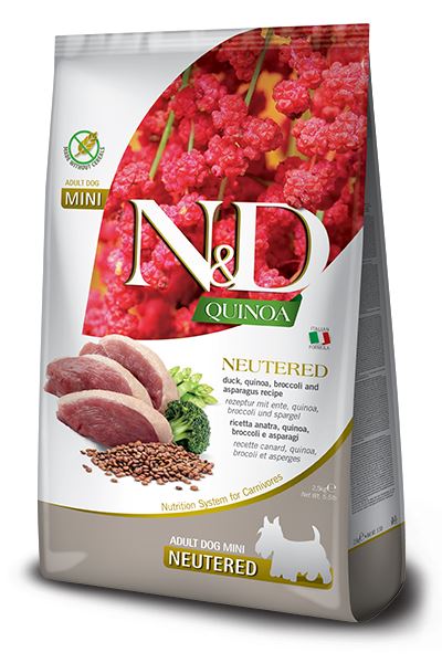 Suché krmivo pre psov Farmina N&d quinoa kačica mini 2,5 kg