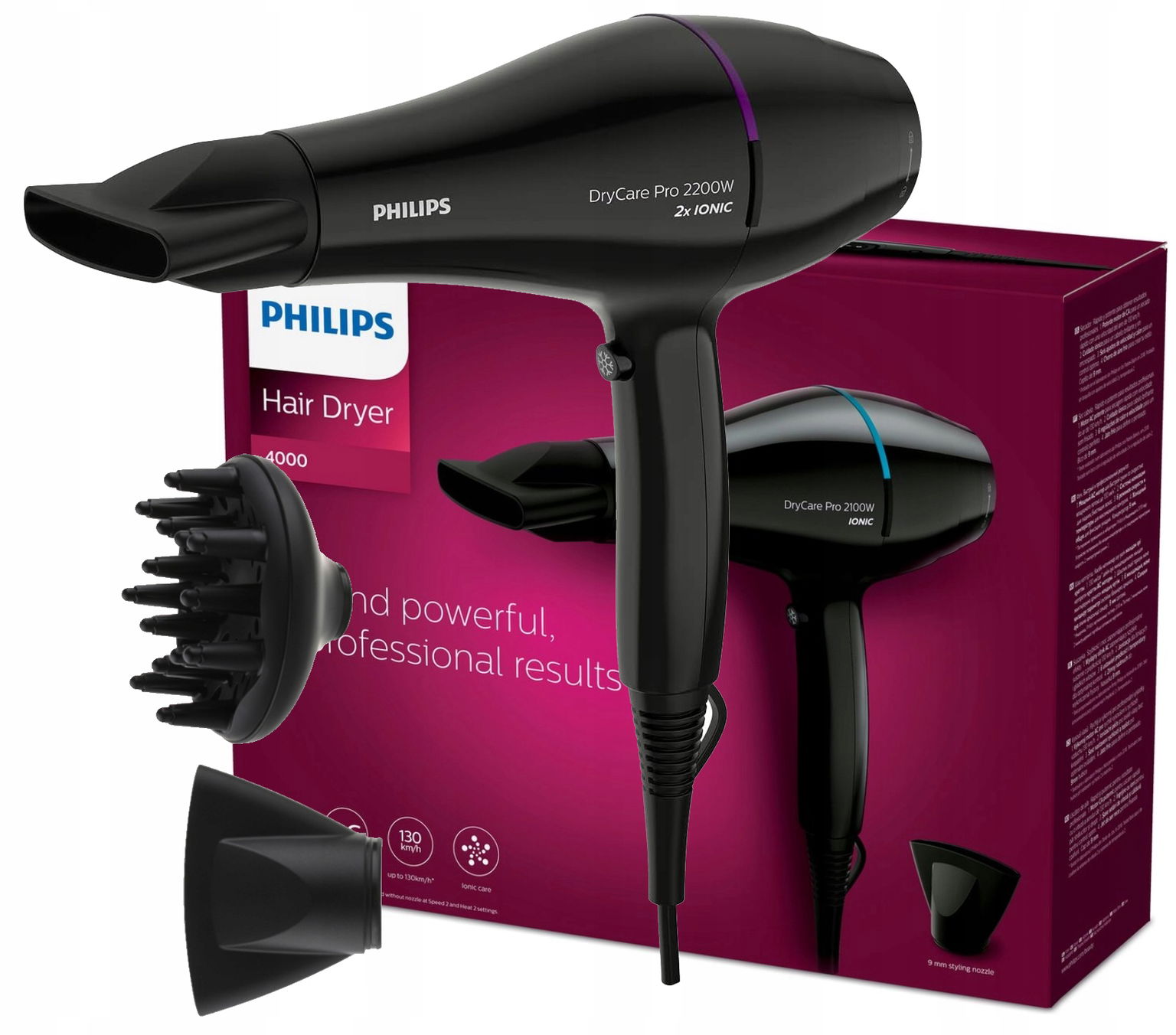 Sušič Vlasov Philips Hair Dryer 4000 Difuzér Koncentrátor 2200 W