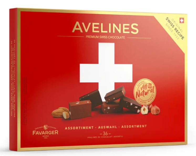 Švajčiarske čokoládové bombonierka Avelines Favarger 360 g