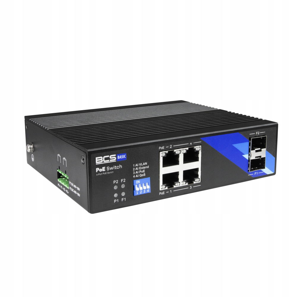 Switch PoE 4x PoE, 2x Sfp BCS-B-ISP04G-2SFP, 4 kamery, 1Gbps Bcs Basic