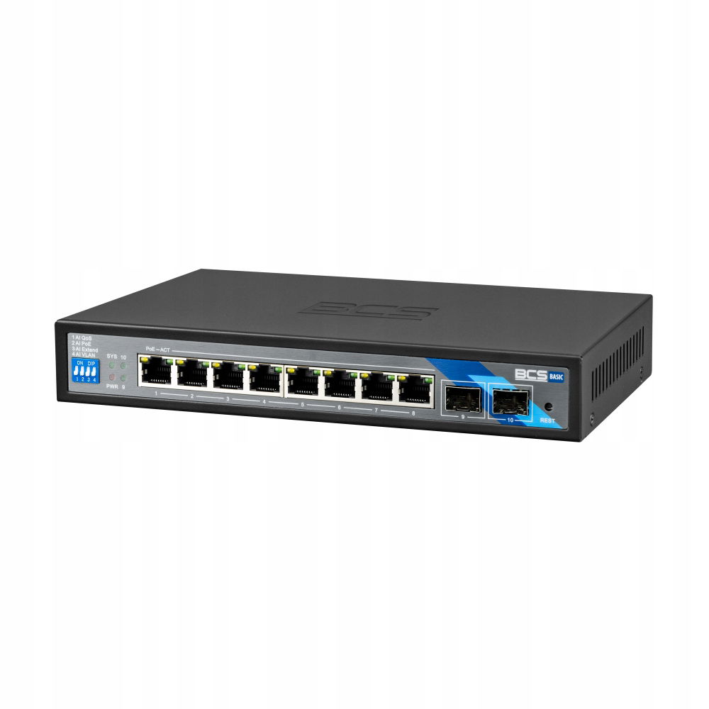 Switch PoE 8x PoE, 2x Sfp BCS-B-SP08G-2SFP 8 kamier Bcs Basic