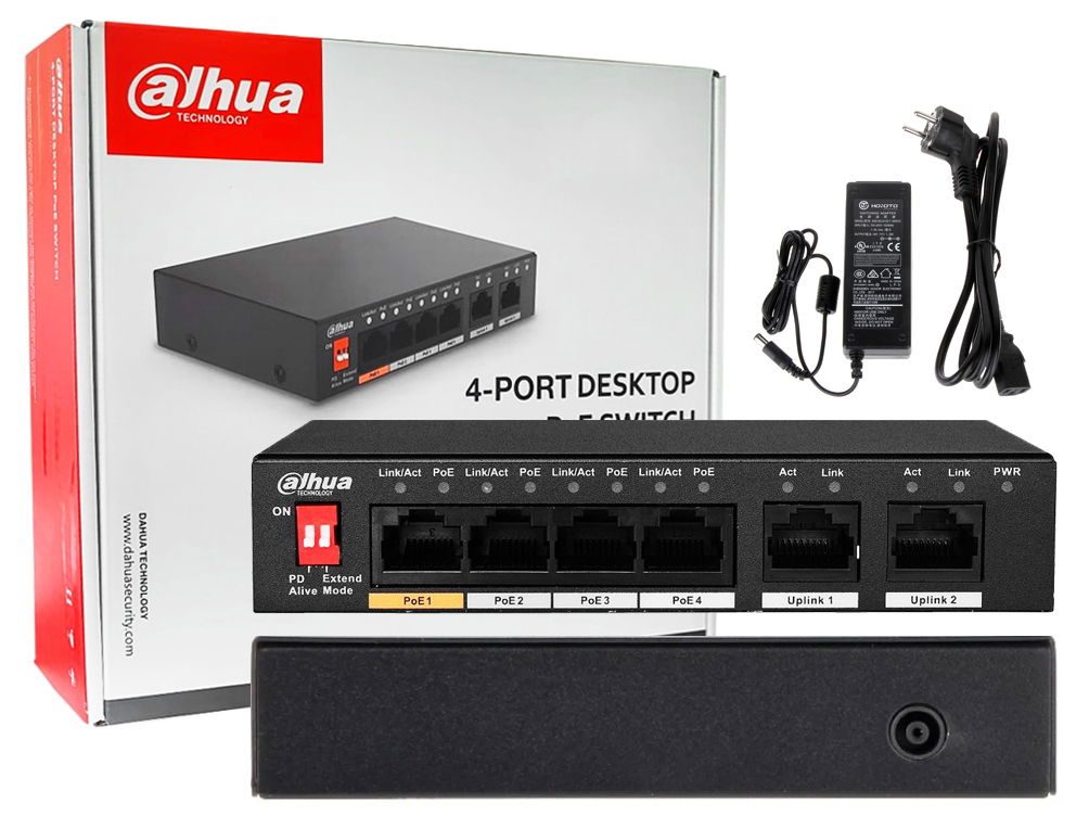 Switch Poe Dahua PFS3006-4ET-60-V2 pre Kamery Poe