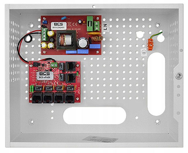 Systém napájania pre 4 Ip monitory s prepínačom PoE BCS-SP0406