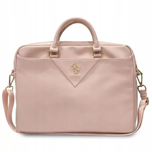 Taška Guess Triangle 4G na notebook 16" ružová