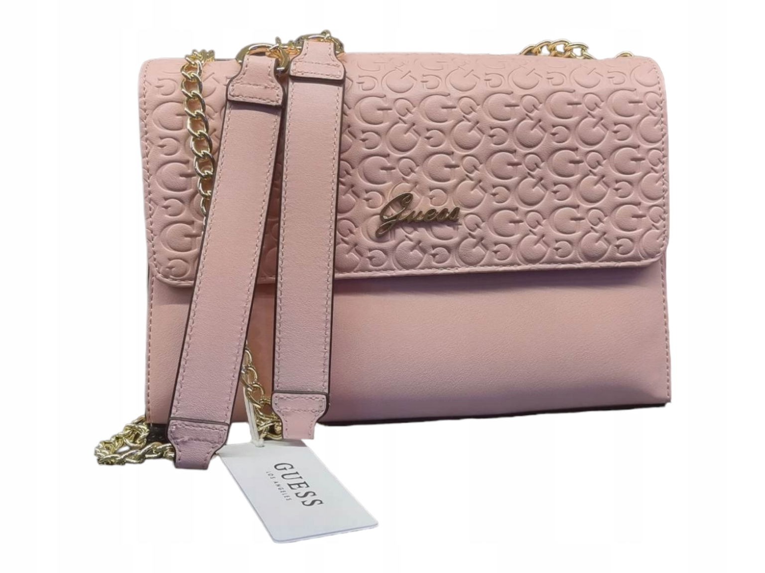 Taška z ekologickej kože Guess G Logo Crossbody ružová