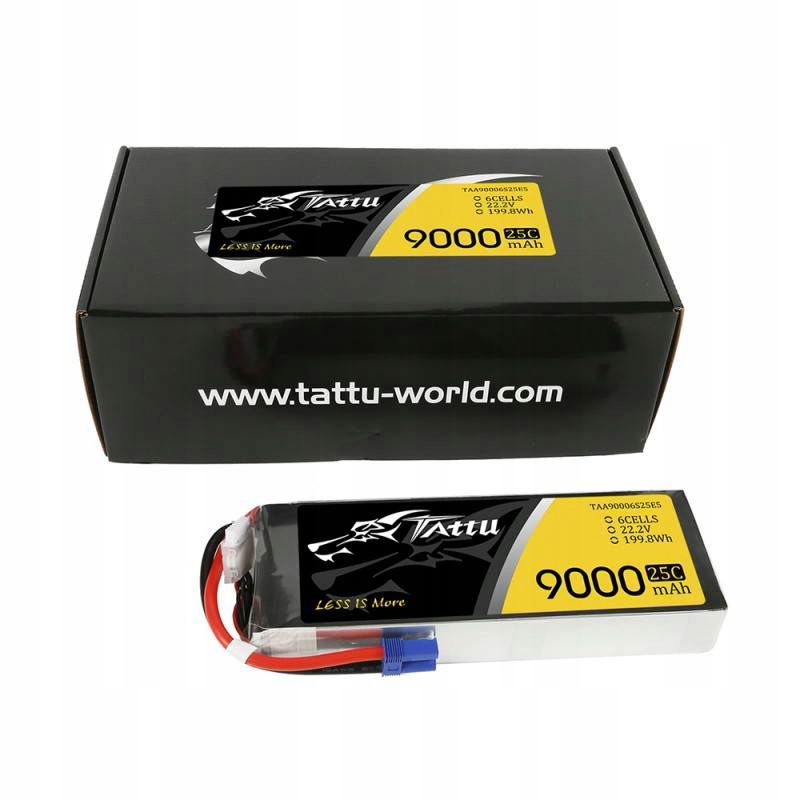 Tattu Batéria Rc Balík LiPo 9000Mah 22.2v 25c 6S1P EC5 Jst-xhr