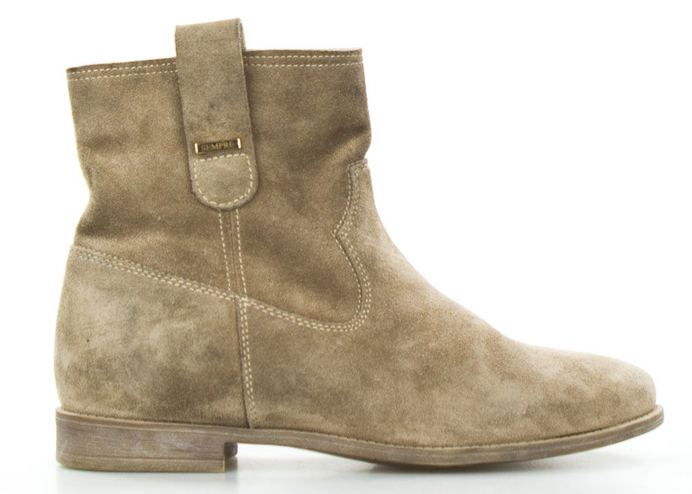 Taupe Khaki Tmavé Kožené Ploché Čižmy 41