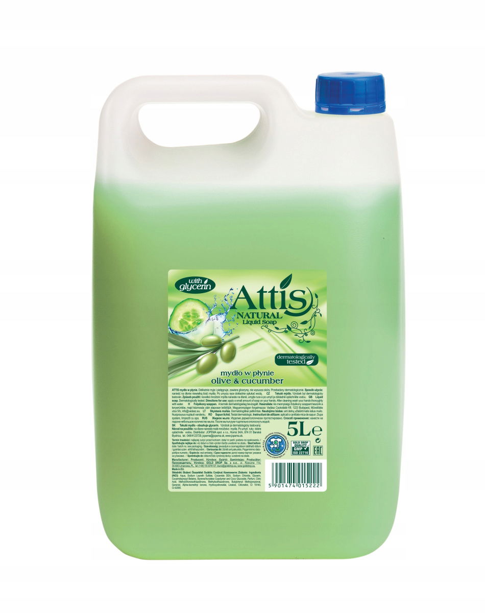 Tekuté Mydlo 5 L, Zásoba Attis Olive & Cucumber