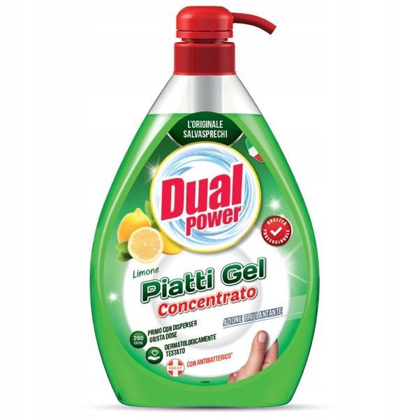 Tekutý prostriedok na umývanie riadu Dual Power citrónový 1 l
