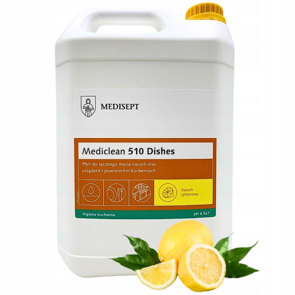 Tekutý prostriedok na umývanie riadu Medisept citrón koncentrát na ručné umývanie 510 Dishes 5L