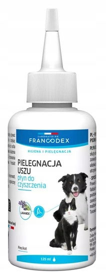 Tekutý prostriedok na umývanie uší pre mačky a psy Francodex Zabraňuje infekciám 125 ml