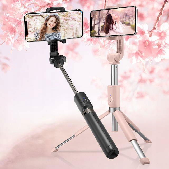 Teleskopická Selfie Tyč S Diaľkovým Ovládaním A Statívom, Čierna 2V1