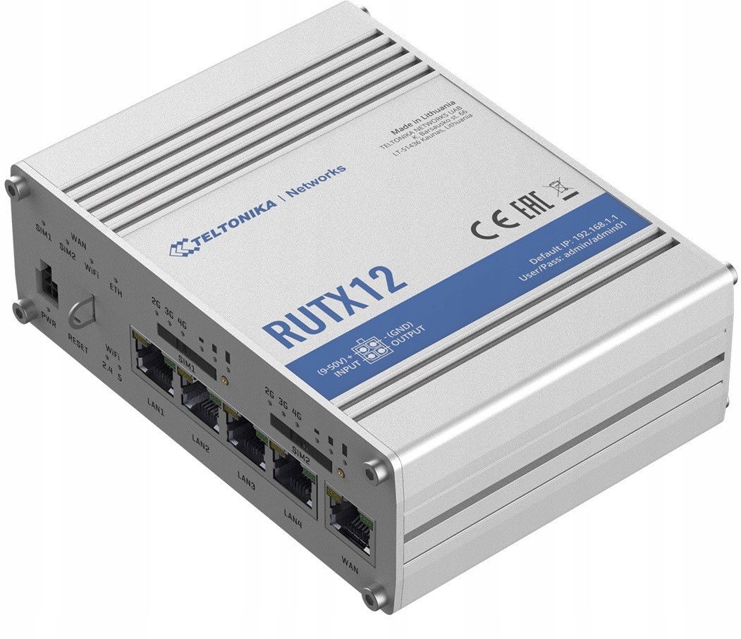 Teltonika Lte router RUTX12 (Cat 6), WiFi, Ble, Gnss, Ethernet