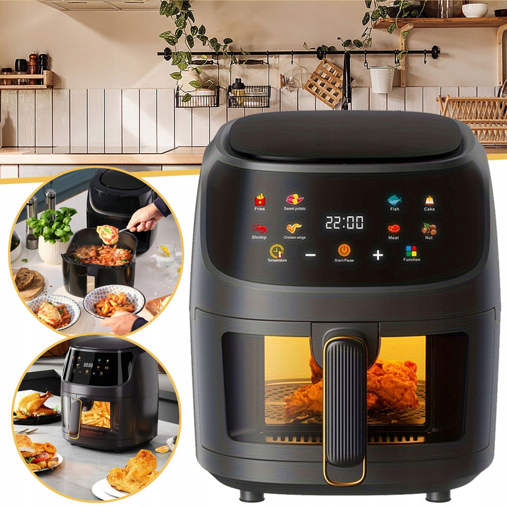 Teplovzdušná Fritéza, 8 L, Regulácia Teploty A Času, 2400 W